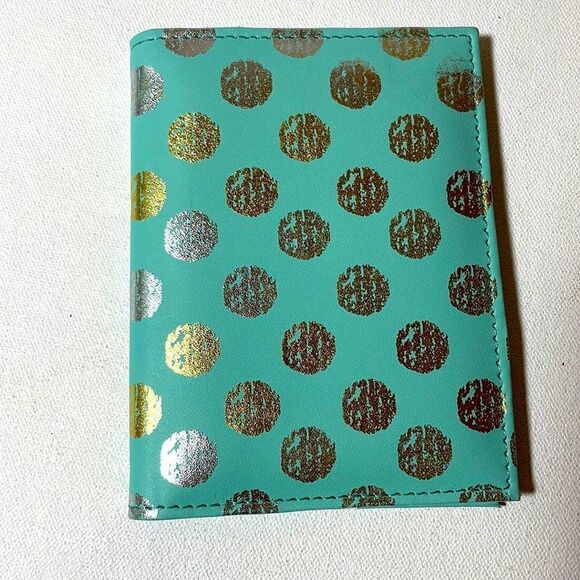 Mint metallic polka dot passport travel wallet - Picture 1 of 6
